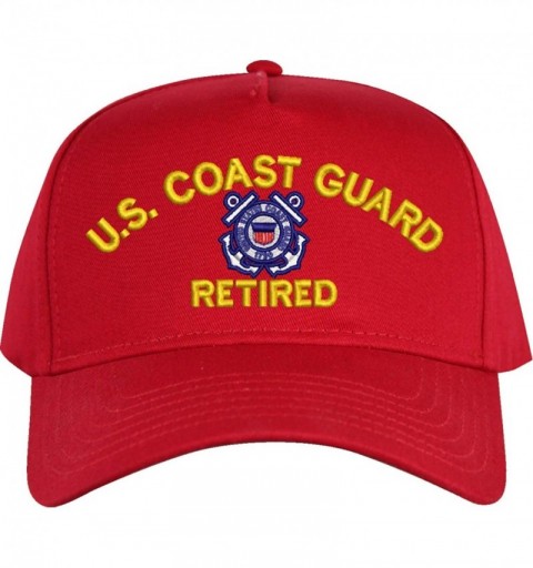 Baseball Caps U.S. Coast Guard Retired Embroidered Cap - Red - High Profile - Cotton Twill - Import - CJ18OXY2QRT $28.01