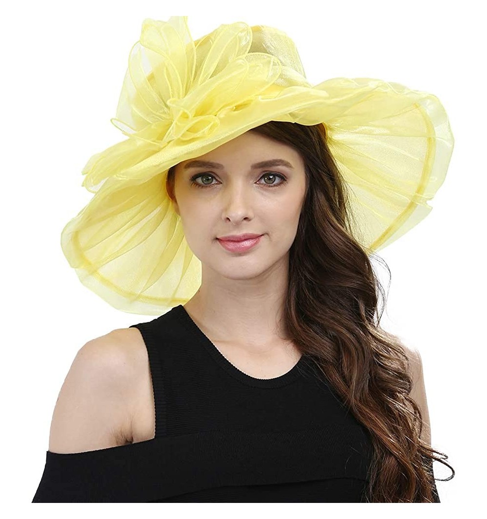Sun Hats Women's Lace Fascinators Floppy Sun Hat for Kentucky Derby- Royal Ascot- Church- Wedding- Tea Party- Easter - CU17YU...