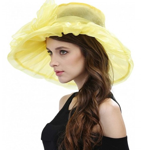Sun Hats Women's Lace Fascinators Floppy Sun Hat for Kentucky Derby- Royal Ascot- Church- Wedding- Tea Party- Easter - CU17YU...