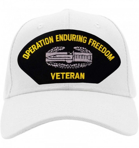 Baseball Caps Combat Action Badge - Operation Enduring Freedom Veteran Hat/Ballcap Adjustable One Size Fits Most - White - CX...