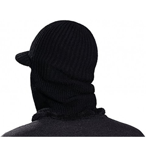 Balaclavas Men Women Mouth Mask Tuque Knit Ninjia Cap with Visor Windproof Ski Face Mask Balaclava Beanie Hat - Black - CM187...