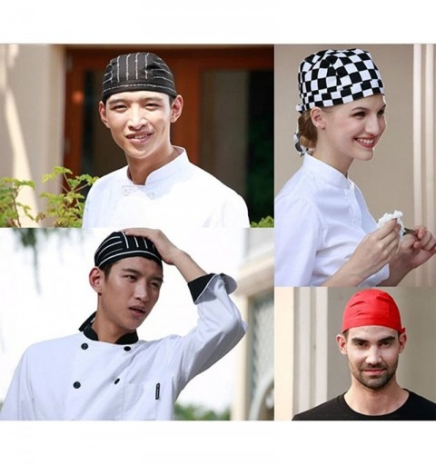 Baseball Caps Fashion Chefs Hat Cap Kitchen Catering Skull Cap Ribbon Cap Turban (Black) - Black and White 2 - CF129H7WGTV $9.68