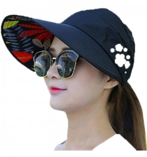 Sun Hats Women Fashion Print Breathable Fastening Tape Sunscreen Sun Cap Sun Hat - Black - CC18T72LKGT $18.54