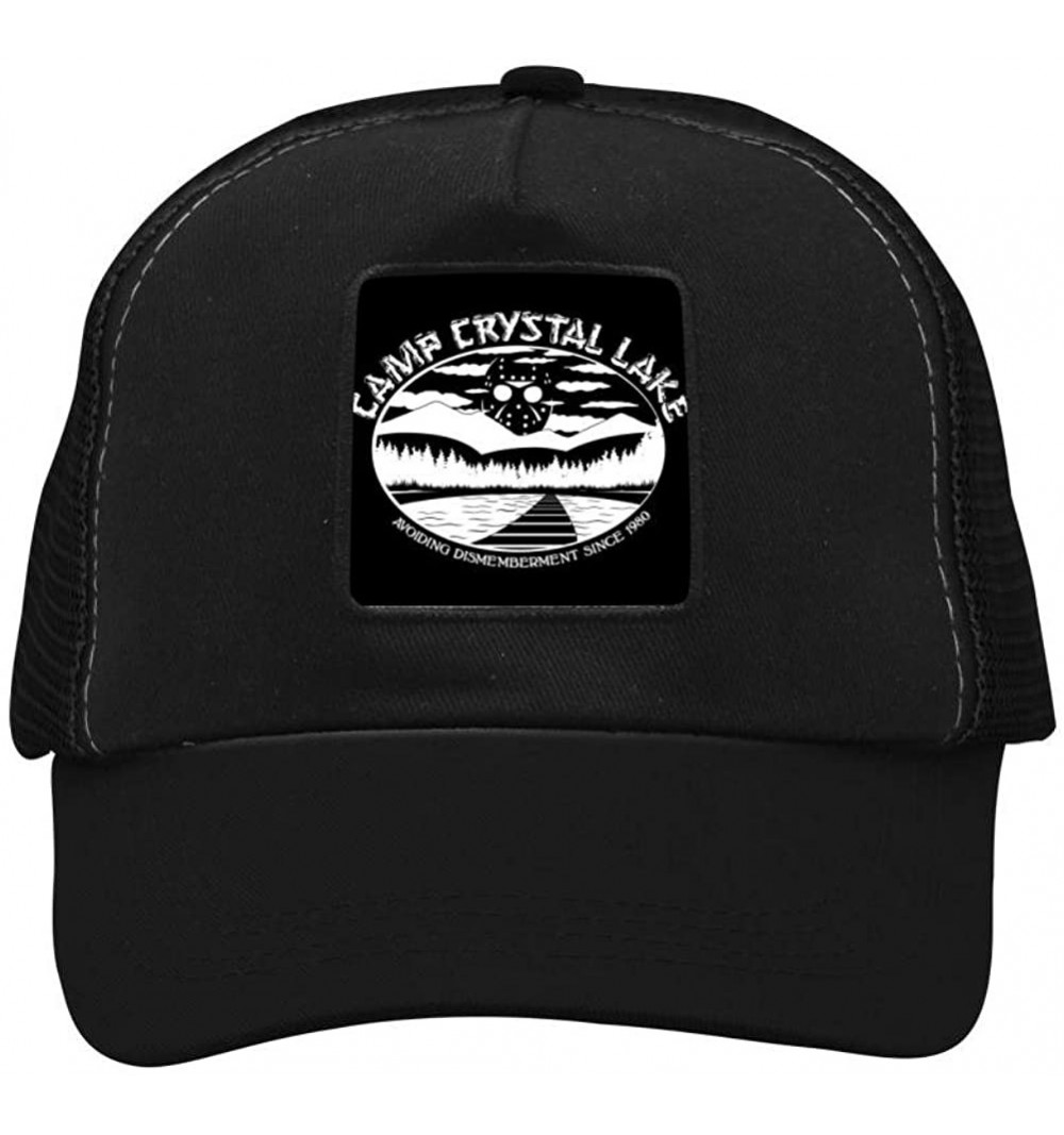 Baseball Caps Camp Crystal Lake Adjustable Grid Baseball Cap Snapback Washed Dad Hat Trucker Cap for Mens Womens - Black - CD...
