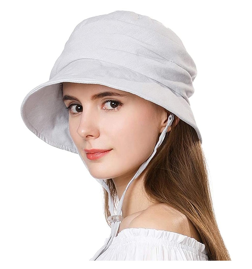Bucket Hats Packable Sun Bucket Hats for Women with String Beach SPF Protection Bonnie Gardening 55-59cm - Gray_69027 - CC18O...
