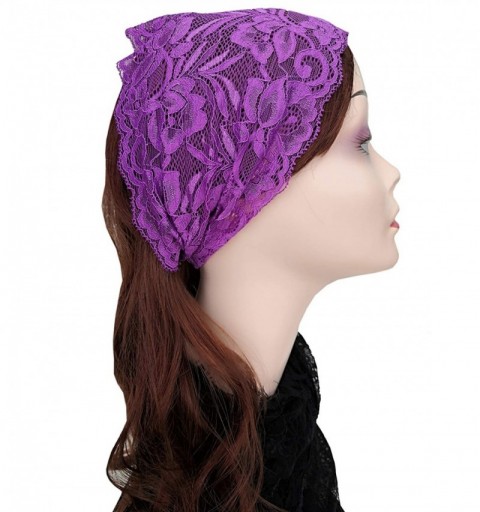 Headbands Stretch Headbands for Women Lace Headcovering for Women Lace Headwrap (Purple) - Purple - CB18M7WURNR $10.88