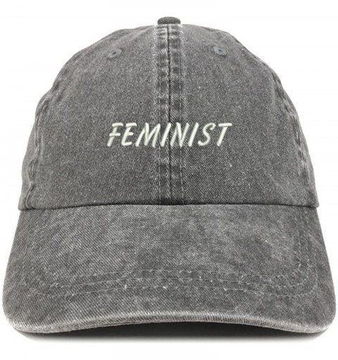 Baseball Caps Feminist Embroidered Washed Cotton Adjustable Cap - Black - CJ12IFNR80P $19.15