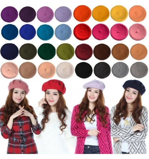 Berets Women Ladies Solid Painters Color Classic French Fashion Wool Bowler Beret Hat - Burgundy - C412NS33J0P $9.08