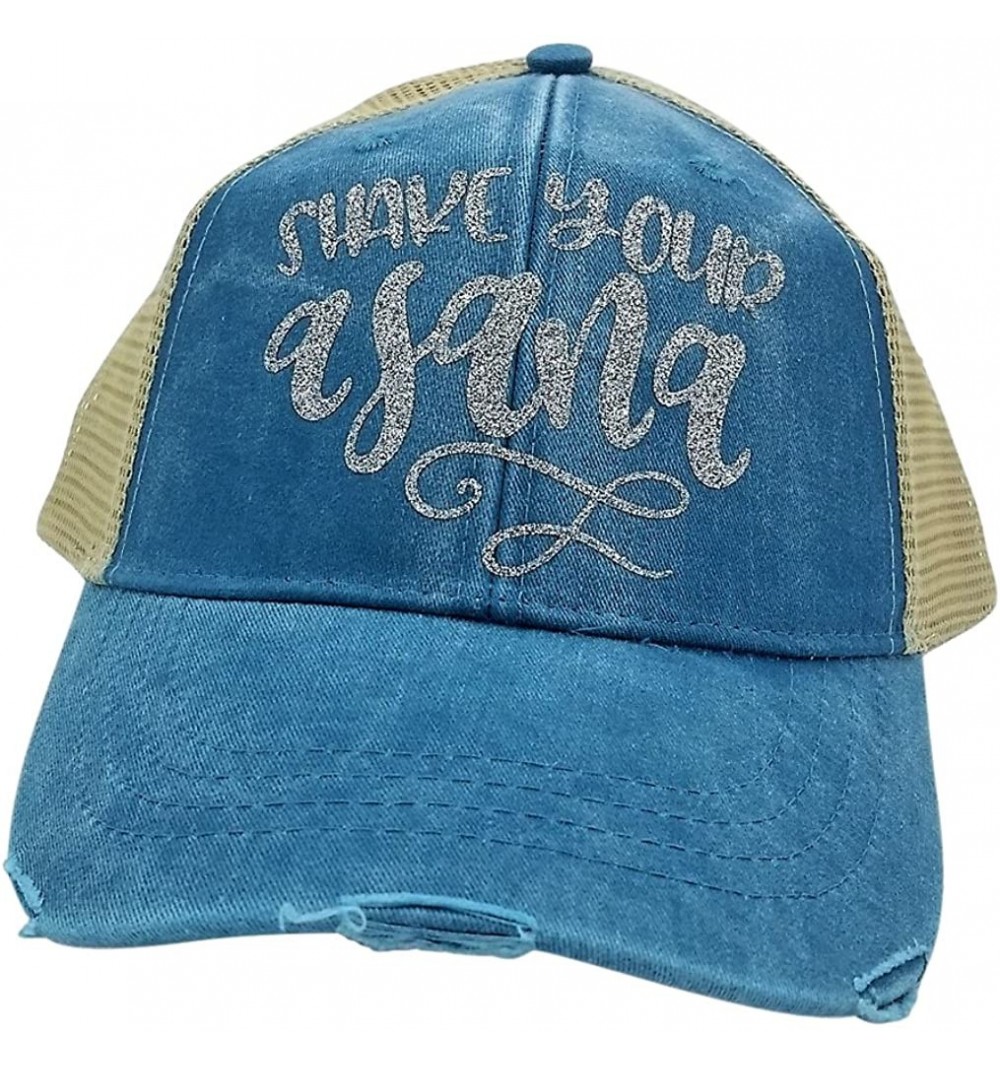 Baseball Caps Women's- Yoga- Shake Your Asana Bling Trucker Style Baseball Cap - Teal/Silver - CQ187Y6NKU7 $26.95