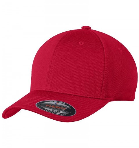 Baseball Caps Men's Flexfit Cool & Dry Poly Block Mesh Cap - True Red - CM11QDSNW41 $17.99