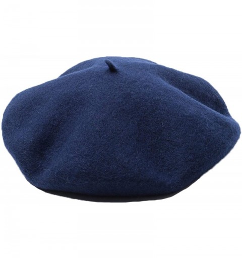 Berets Men's Unisex Adults Solid Color Wool Artist French Beret Hat - Navy Blue - C318L328XTY $8.12