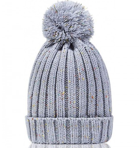 Skullies & Beanies Women's Winter Beanie Warm Fleece Lining - Thick Slouchy Cable Knit Skull Hat Ski Cap - Mix-grey - C118KI3...