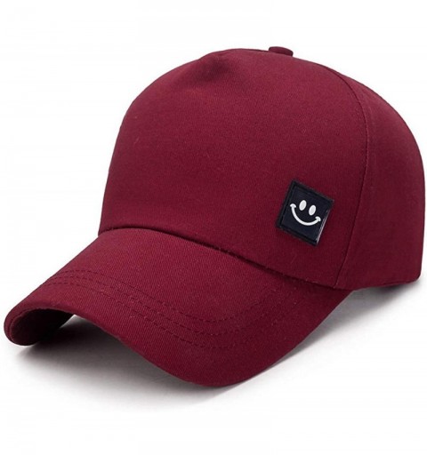 Cowboy Hats Summer Baseball Cap Smile Unisex Solid Color Hat Adjustable Hip-Hop Cap (Gray- One Size) - Red - CI18RH42OCU $8.42