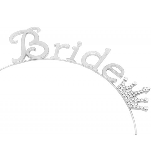 Headbands Women's Bachelorette Party Tiara Headband Bride to Be - Silver Tone - C412J27V647 $15.72