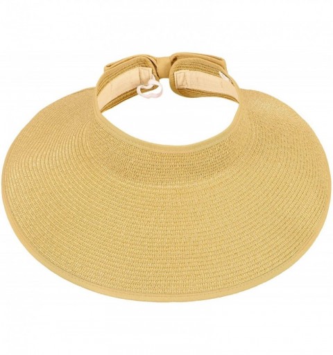 Visors Spring/Summer Classics Edition Straw Roll-able Sun Visor Hat - Beige - CU198KOHEEI $11.69