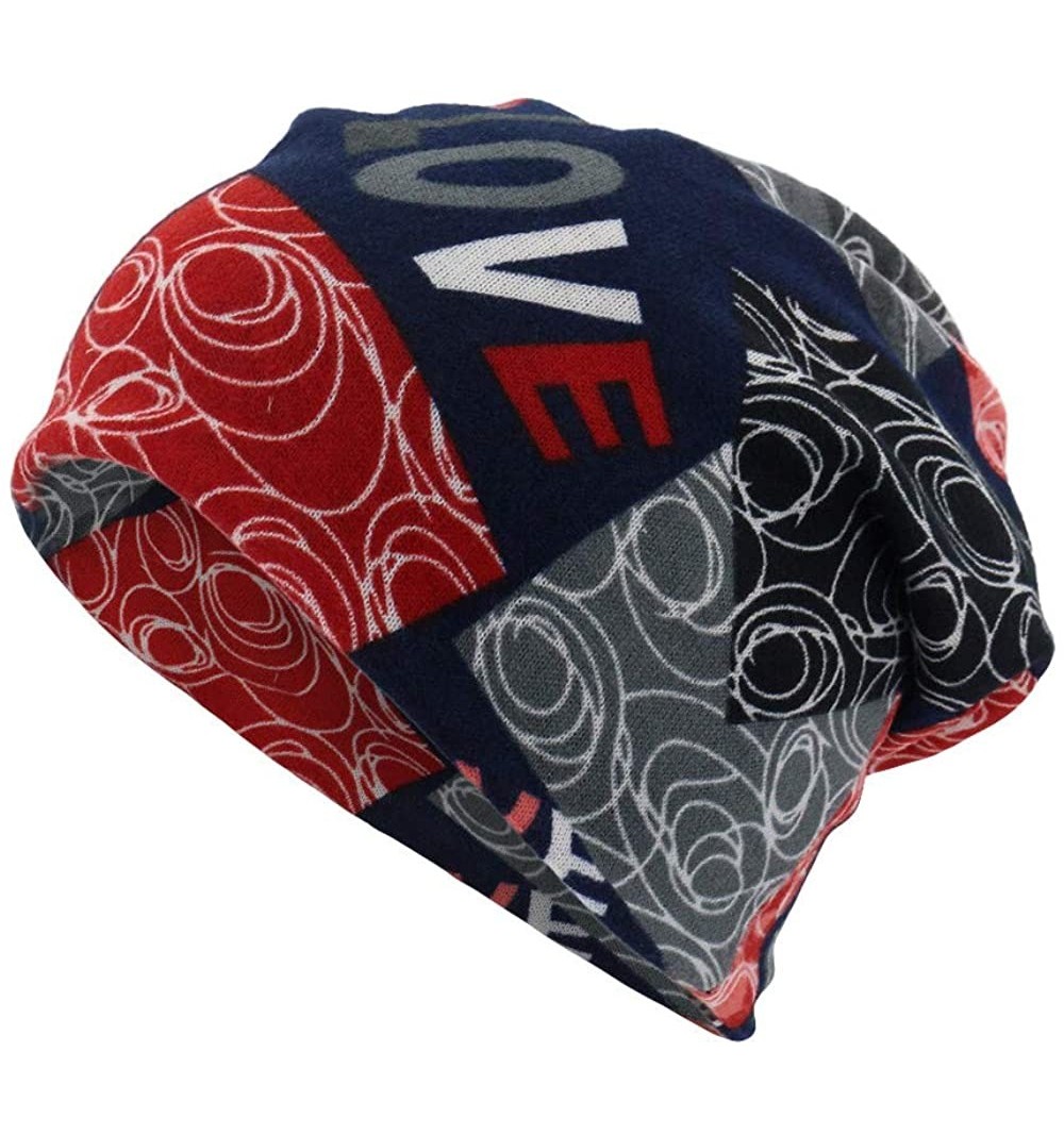 Skullies & Beanies Slouchy Beanie Hat Unisex Letter Print Scarf Casual Outdoor Convertible Skull Cap Windproof Hats - Red - C...