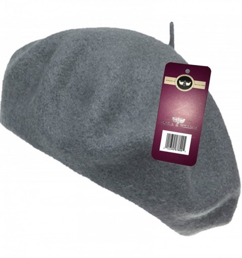 Berets Winter 100% Wool Warm French Art Basque Beret Tam Beanie Hat Cap - Lt Gray - CK12MYEZYF1 $13.35