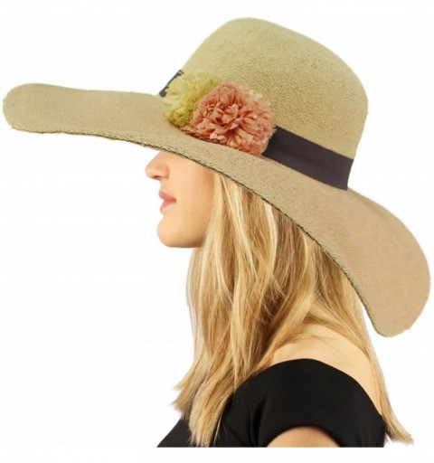 Sun Hats Natural Faded Color Floppy Wide Brim 5" Summer Derby Dressy Sun Hat - Pink - C318D54IQ3A $13.74
