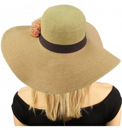 Sun Hats Natural Faded Color Floppy Wide Brim 5" Summer Derby Dressy Sun Hat - Pink - C318D54IQ3A $13.74