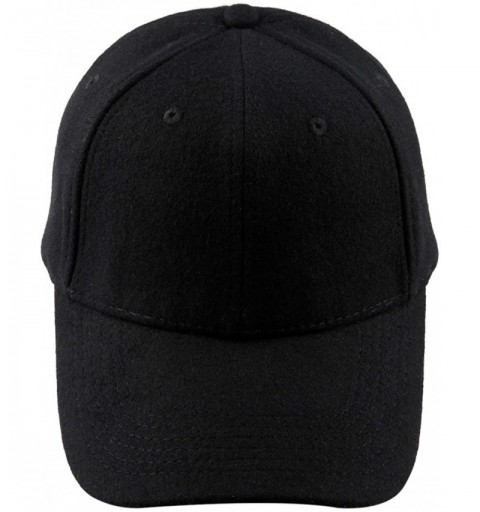 Baseball Caps Unisex Woolen Baseball Cap-Winter Wide Brim Warm Snapback Hat - 012-black - CT12MA85IKZ $10.67