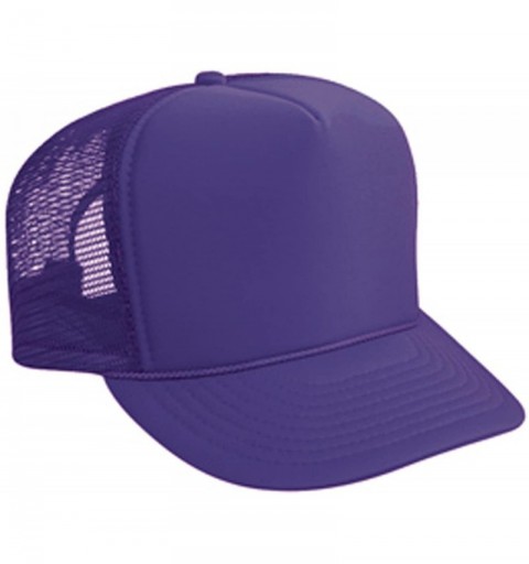 Baseball Caps Polyester Foam Front Solid Color Five Panel High Crown Golf Style Mesh Back Cap - Purple - CZ11TOP03EH $10.50