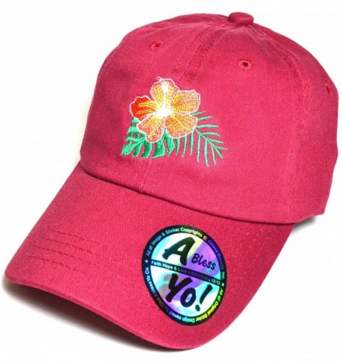 Baseball Caps Hawaii Flower Lei Embroidered Premium Quality Cotton Hat Golf Baseball Cap AYO1036 - Burgundy - C3186IGG5SR $13.48