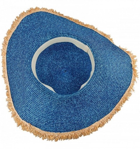 Sun Hats Women's Foldable Beach Cap-Wide Brim Roll Up Straw Sun Hat for Small Head Size - "05-blue(5.10"" Brim)" - C612E2C4KU...