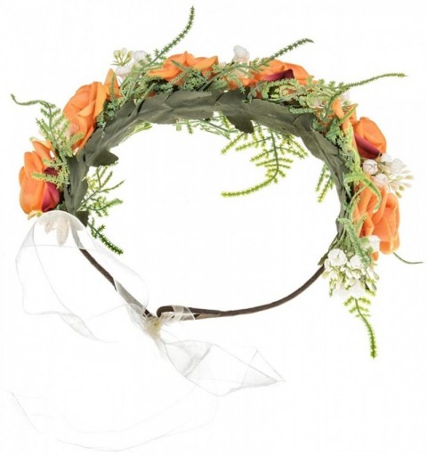 Headbands Adjustable Greenery Rose Bridal Flower Headband Maternity Photo Shoot Hair Wreath Halo FL-21 - Orange - CU192UG9HWN...