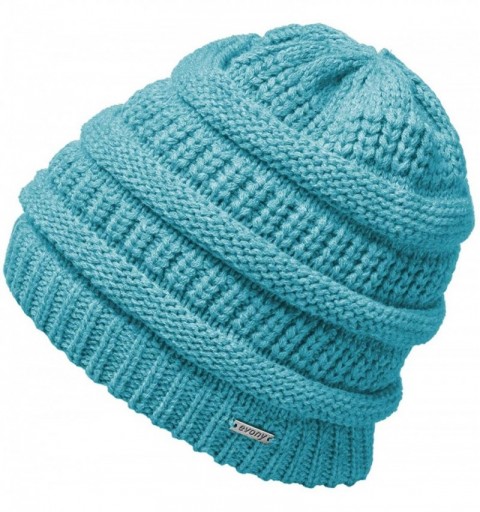 Skullies & Beanies Knitted Beanie Hat for Women & Men - Deliciously Soft Chunky Beanie - Teal - CB194E7MRMK $11.19