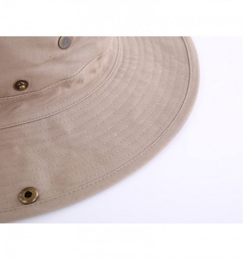 Sun Hats Women Fishing Sun Hat Wide Brim Breathable Cotton Safari Hat with Strap - Dark Khaki - CX18R4OD69T $12.41