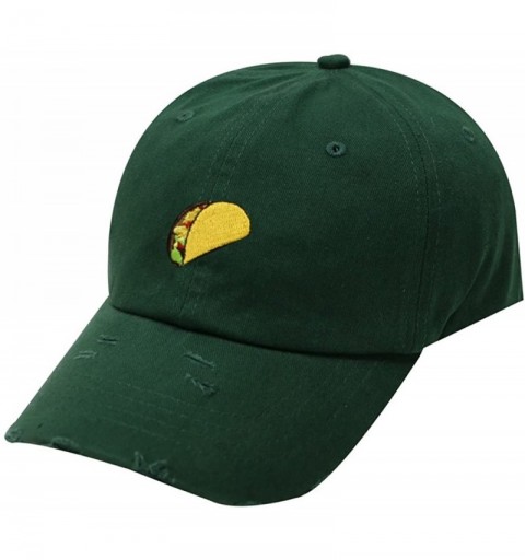 Baseball Caps Taco Emoji Cotton Baseball Cap Dad Hats - Ripped Kelly Green Qv440 - CJ18DC3AZ7G $13.08