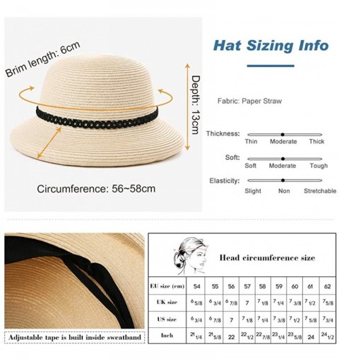 Sun Hats Womens Wide Roll Up Brim Packable Straw Sun Cloche Hat Fedora Summer Beach 55-58cm - Brown_00010 - CD18QHZT2ZO $12.48
