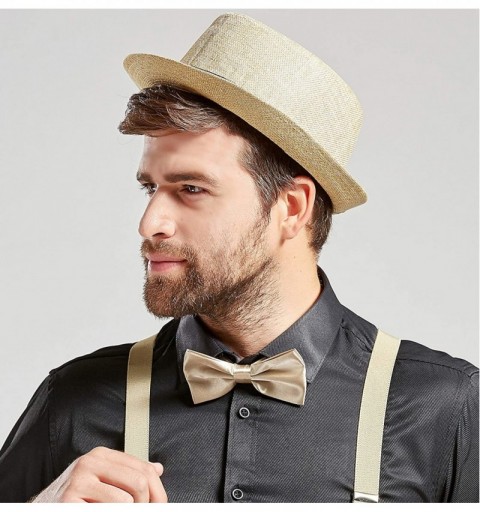 Fedoras 1920s Panama Fedora Hat Cap for Men Gatsby Hat for Men 1920s Mens Gatsby Costume Accessories - Beige - CJ18U58T5AM $1...