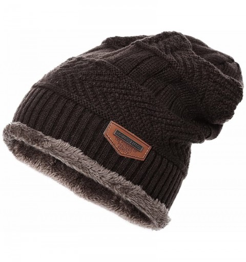 Skullies & Beanies Mens Slouchy Beanie Hat Trendy Warm Chunky Soft Stretch Cable Knit Winter Christmas Sport Fleece Cap - Cof...