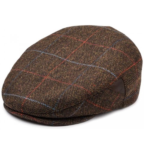 Newsboy Caps Newsboy Cap for Men- Flat Cap- Ivy Hat Wool Blend- Mens Caps- Gatsby Hat - Dark Brown - C318ZE9O62D $20.33