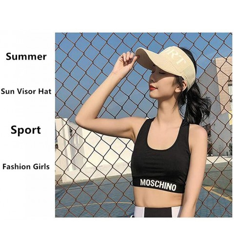 Sun Hats Women Sports Sun Visor Cap Sweat-Absorbent Baseball Travel Adjustable Hat - Model 4 Beige - CA18T4RQNET $12.89
