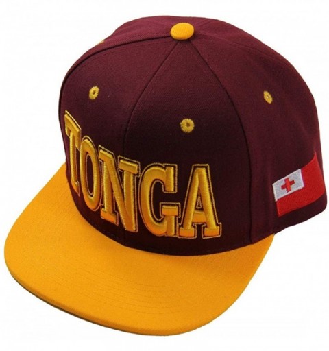 Baseball Caps Tonga 3D Embroidered Snapback Cap - Burgundy/Gold - C818U0252LO $15.70