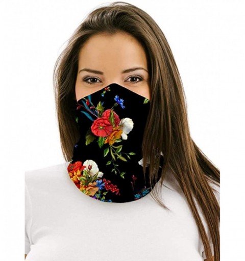 Balaclavas Seamless Unisex Floral Face Bandanas for Dust- Festivals- Outdoors- Sports Men Face Scarf - Red Flower - CX1984YH0...