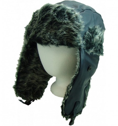Bomber Hats Faux-Leather and Polyester Fur Trapper Hat - Navy - CL110ZCSWJ1 $16.88