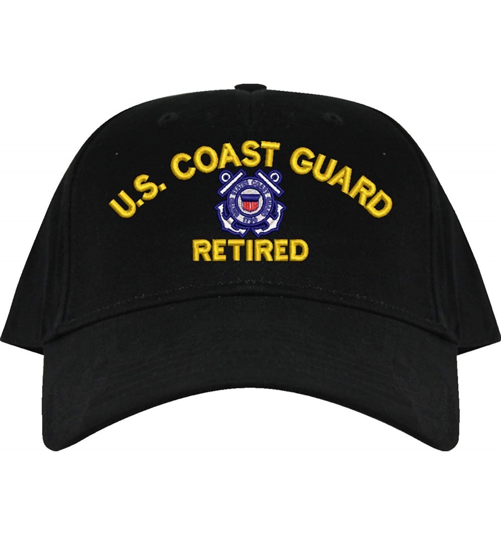 Baseball Caps U.S. Coast Guard Retired Embroidered Cap - Black - Low Profile - Cotton Twill - Import - CL18OXYQK9O $26.31