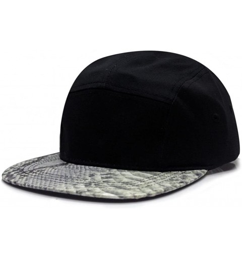 Sun Hats Snake Skin 5 Panel Biker Hat - Black/Black - C911CVTHBQL $25.55