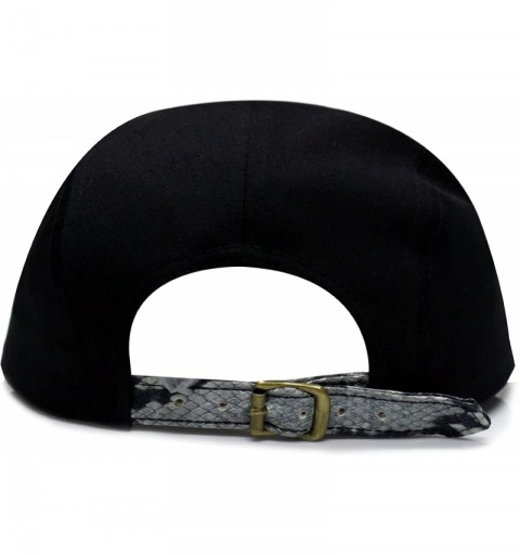 Sun Hats Snake Skin 5 Panel Biker Hat - Black/Black - C911CVTHBQL $11.90