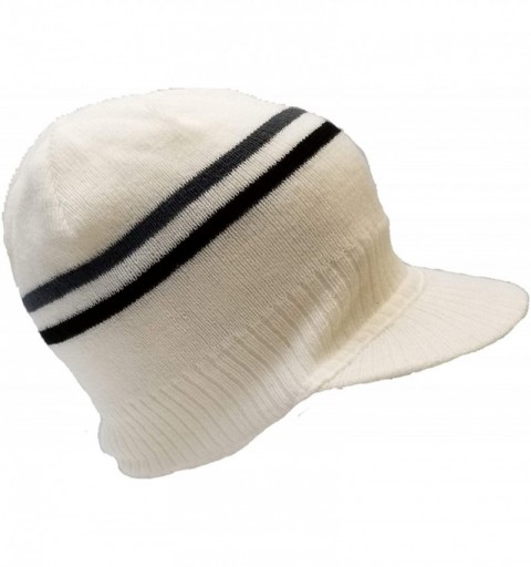 Skullies & Beanies Fashion Unisex Summer Spring or Winter Visor Beanie Knit Hat Cap Crochet Men Women Ski Hats - Milk White -...