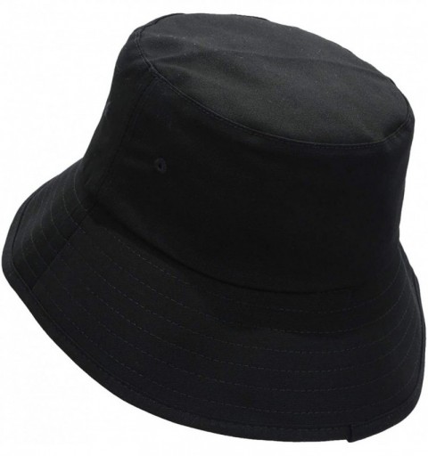 Bucket Hats Washed Cotton Bucket Hat for Women and Men Travel Fishing Caps Summer Foldable Brim Sun Hat - Black 2 - CT18SQZ5C...