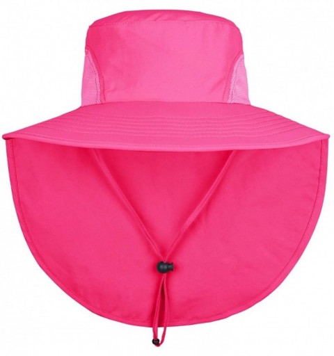 Sun Hats Unisex Outdoor Hats Sun Protection Fishing Hat Wide Brim Neck Flap UPF 50+ - Rose - CQ18RE6UXC4 $13.74