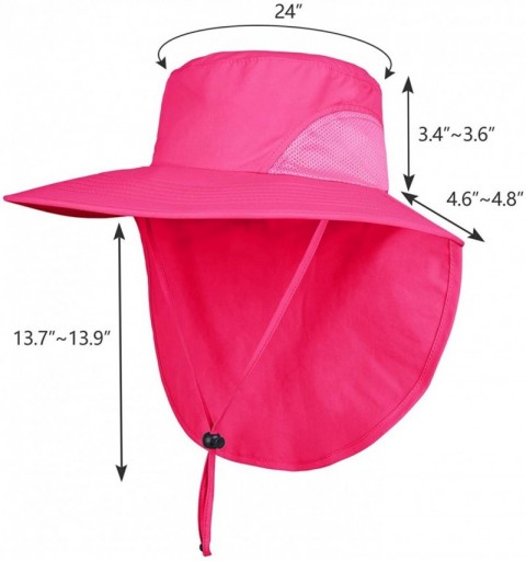 Sun Hats Unisex Outdoor Hats Sun Protection Fishing Hat Wide Brim Neck Flap UPF 50+ - Rose - CQ18RE6UXC4 $13.74