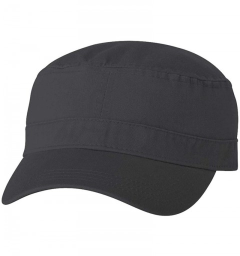 Baseball Caps Cotton Twill Cadet Military Style Hat Cap - Black - C418O6O35MS $13.05