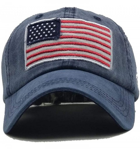 Baseball Caps Unisex Baseball Caps-Flag Embroidery Washed Cotton Hat for Women Men-55-60cm - Navy Blue - CT18Y49DH7U $14.19