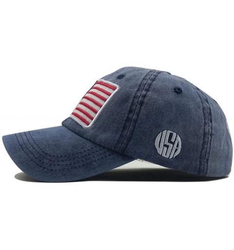 Baseball Caps Unisex Baseball Caps-Flag Embroidery Washed Cotton Hat for Women Men-55-60cm - Navy Blue - CT18Y49DH7U $14.19