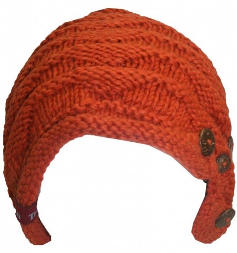 Skullies & Beanies Trendy Ribbed Wool Knit Warm Oversized Chunky Soft Fleece Lined Slouchy Beanie Mitten Hat - Hat - Rust - C...
